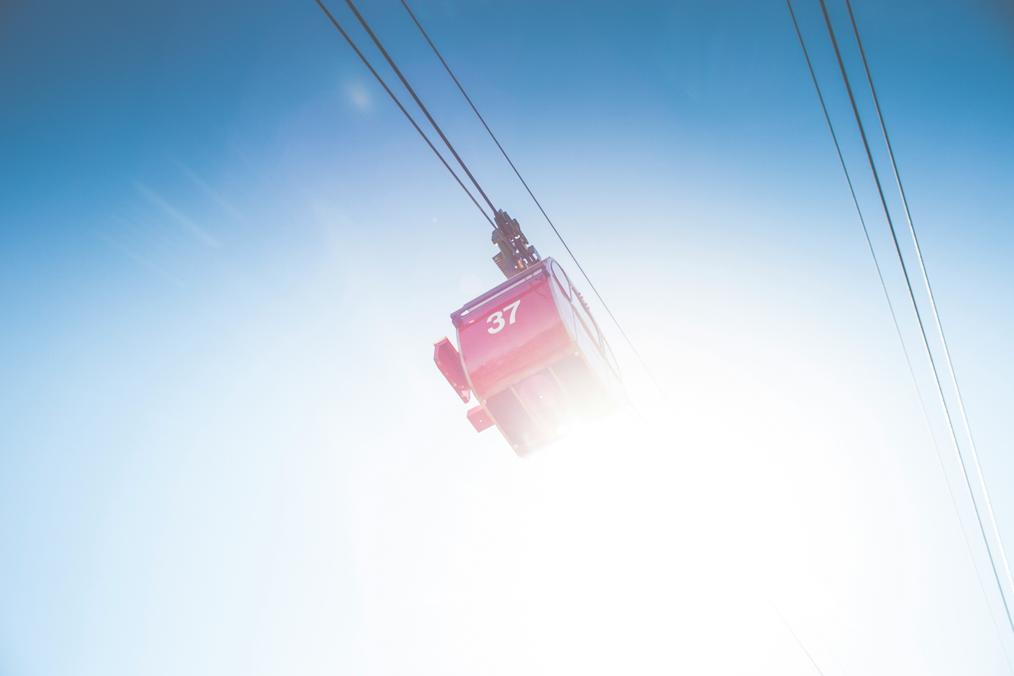 Gondola in alpine sunlight