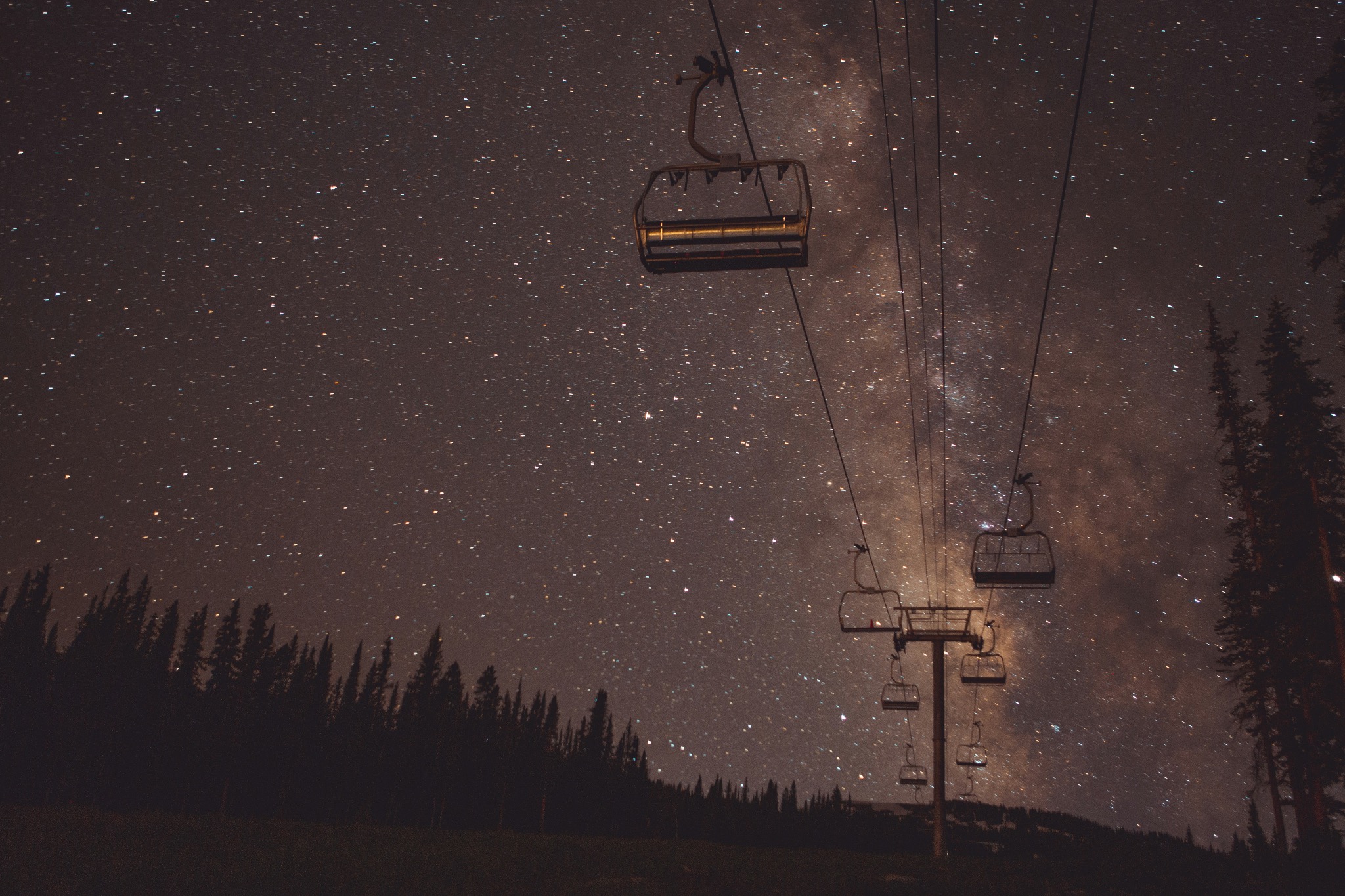 Chairlift at night