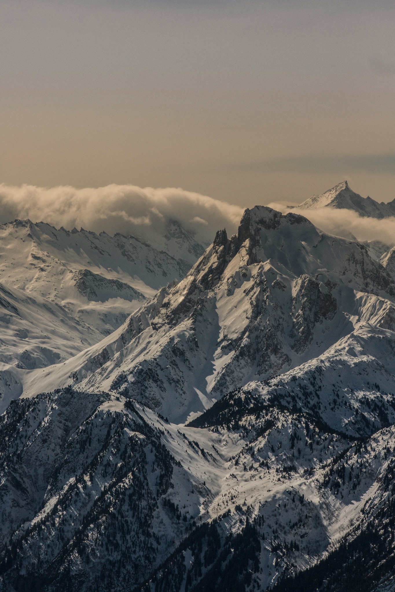 Warm alpine mountain landscape